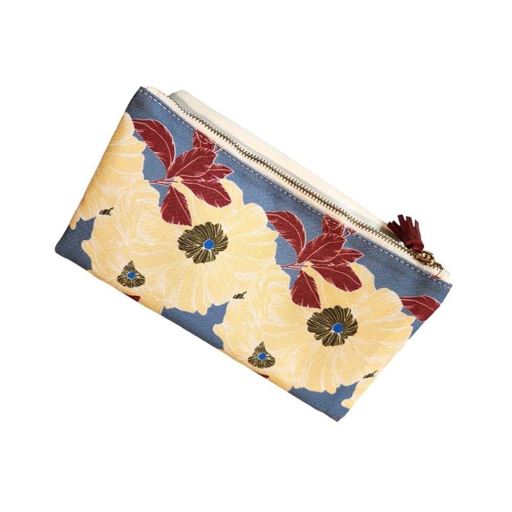 Rachel Pally clutch foldover floral fringe zipper